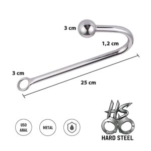 Hook dilatador en  metal con 1 esfera. Medidas aproximadas en la foto.