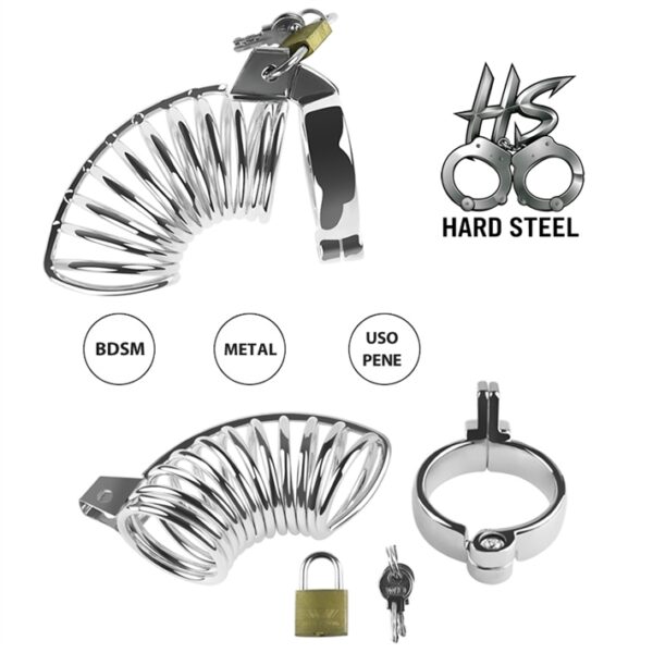 Jaula de castidad en metal, incluye candado y llave.