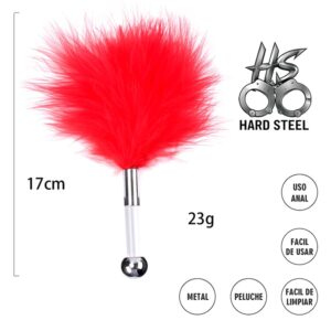 Plumas rojas con mango plateado y transparente