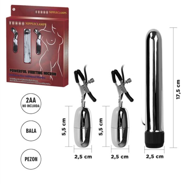 Pinza pezonera ajustable con balas vibradoras