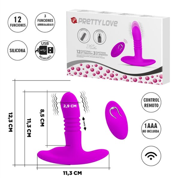 Plug vibrador con ventosa y movimientos de empuje.