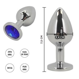 Plug en metal con joya azul